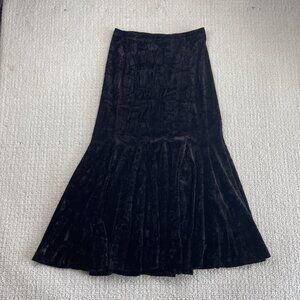 Vintage 90's Romantic Goth Velvet High Rise Midi Skirt Whimsigoth Grunge Read